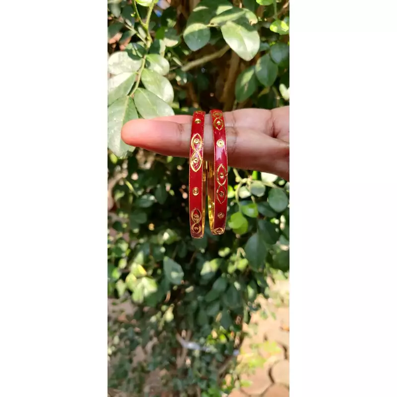 Maroon And Gold Bangle Set Of 2