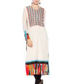 White Embroidered Georgette Party Wear Kurti