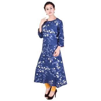 Women blue Printed Straight Kurta 3