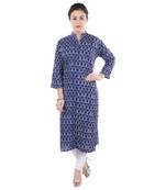 Women blue Printed Straight Kurta