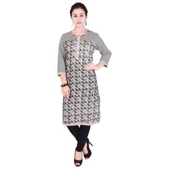 Women Black Printed Straight Kurta 1