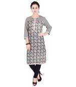 Women Black Printed Straight Kurta