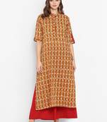 Women Yellow Printed A-line Kurta