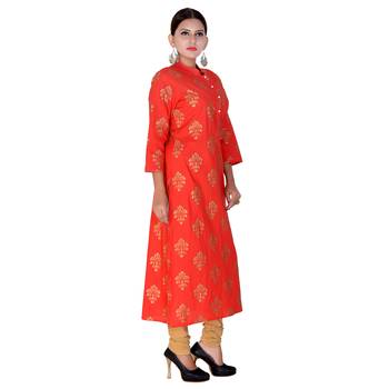 Women Red Printed Straight Kurta 2