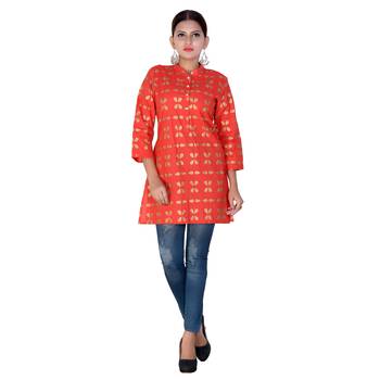 Women Red Printed Straight Kurta 1