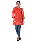 Women Red Printed Straight Kurta