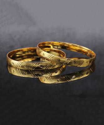 Traditional Ethnic Matt Gold Plated Designer Bangle Set Of 2 1