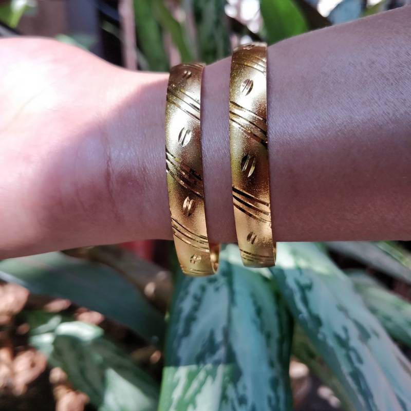 Traditional Ethnic Matt Gold Plated Designer Bangle Set Of 2