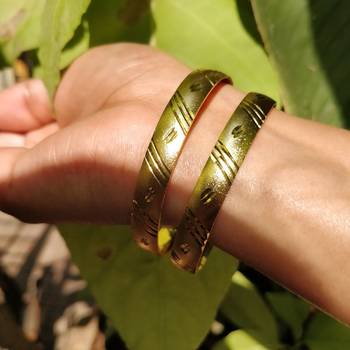 Traditional Ethnic Matt Gold Plated Designer Bangle Set Of 2 5