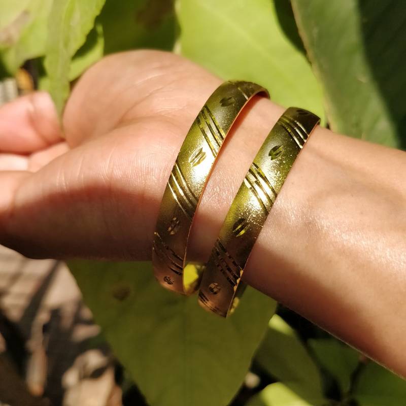 Traditional Ethnic Matt Gold Plated Designer Bangle Set Of 2