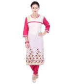 Women White Printed Straight Kurta
