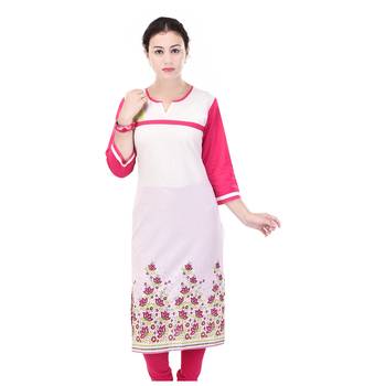 Women White Printed Straight Kurta 2