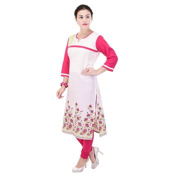 Women White Printed Straight Kurta 3