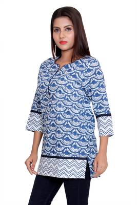 Women blue Printed Straight Kurta 2