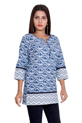Women blue Printed Straight Kurta 3