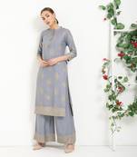 grey printed Rayon kurta sets