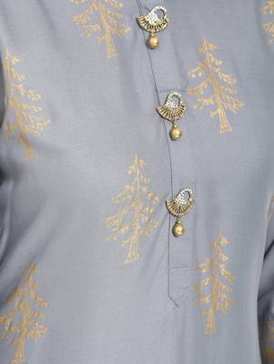 grey printed Rayon kurta sets 5