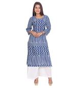 Women blue Printed Straight Kurta