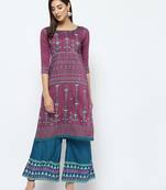purple printed Rayon kurta sets