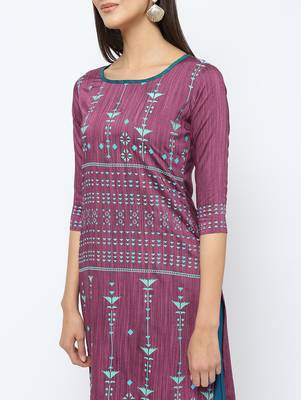 purple printed Rayon kurta sets 4