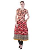 Women Red Printed A-line Kurta