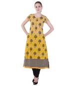 Women Yellow Printed A-line Kurta