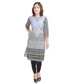 Blue Cotton Straight Kurti