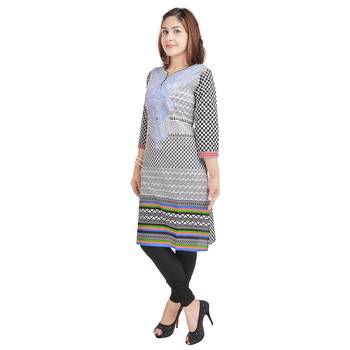 Blue Cotton Straight Kurti 2