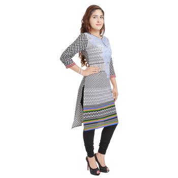 Blue Cotton Straight Kurti 3