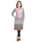 Women Pink Printed Straight Kurta