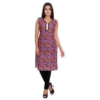Women Purple Printed Straight Kurta 1