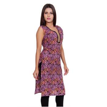Women Purple Printed Straight Kurta 2