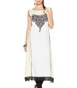 White Embroidered Cotton Party Wear Kurti