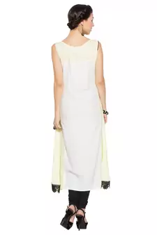 White Embroidered Cotton Party Wear Kurti