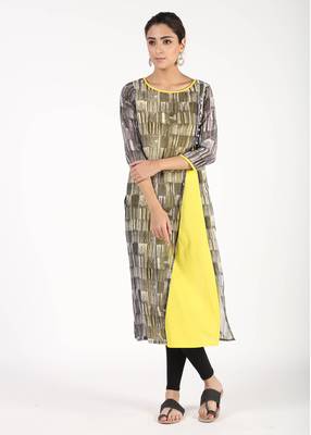 Women Yellow Printed Straight Kurta 1