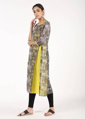 Women Yellow Printed Straight Kurta 2