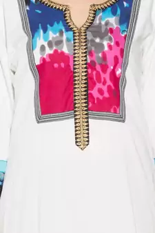 White Embroidered Cotton Party Wear Kurti