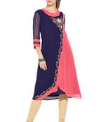 Blue Embroidered Georgette Party Wear Kurti