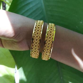Traditional Gold Plated  Bracelet Bangle Set Of 2 4