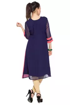 Blue Embroidered Georgette Party Wear Kurti