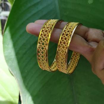 Traditional Gold Plated  Bracelet Bangle Set Of 2 6