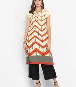 Women Orange Printed A-line Kurta