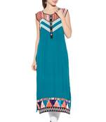 Green Embroidered Cotton Party Wear Kurti