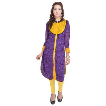 Purple Georgette Straight Kurti 1