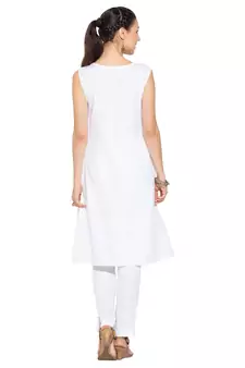 Green Printed Cotton Party Wear Kurti