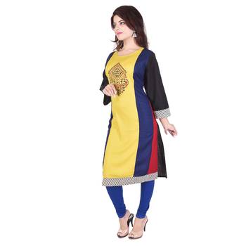 Women multicolor Colorblock Straight Kurta 3