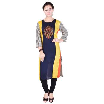 Women multicolor Colorblock Straight Kurta 1