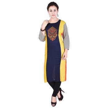 Women multicolor Colorblock Straight Kurta 2