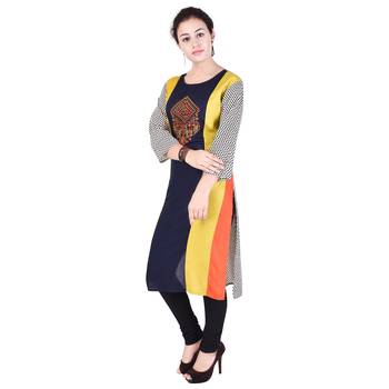 Women multicolor Colorblock Straight Kurta 3