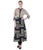 Women Black Printed A-line Kurta